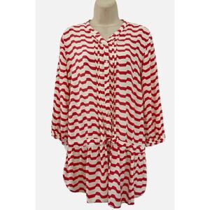 Anthropologie Isabella Sinclair Swizzle Tunic Coral and Cream Size S